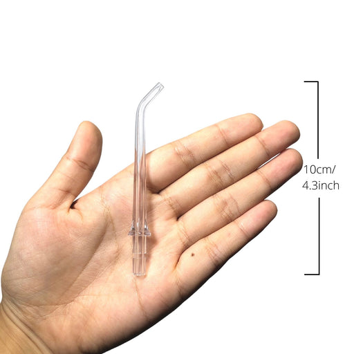 a hand and 10cm 4.3inch  size of classic tip for flosmore FL01 / fl01b waterpik